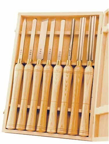 PSI Woodworking PSI Woodworking LCHSS8 8-Piece HSS Wood Lathe Chisel Set